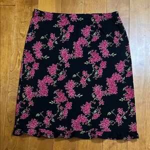 Y2K Cherokee Floral Ruffle Hem Pencil Skirt Size XL 90’s Whimsigoth Grunge Retro